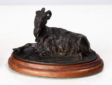 19th Century Bronze Sculptures of Reclining Goats
