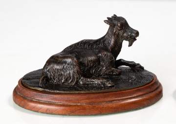 19th Century Bronze Sculptures of Reclining Goats