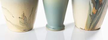 Weller Pottery, Hudson Vases with Irises & Dogwood Flowers