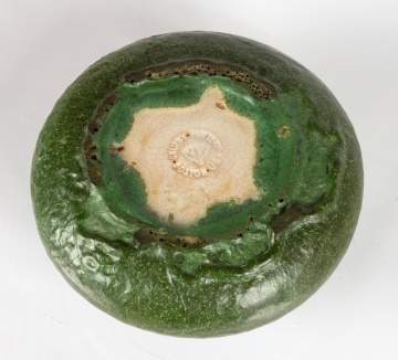 A Grueby Matte Green Glazed Earthenware Squat Vase