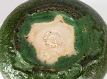 A Grueby Matte Green Glazed Earthenware Squat Vase