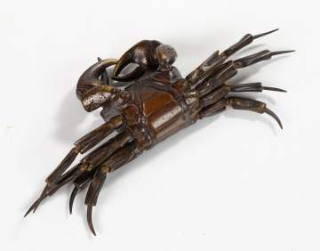 Japanese Meiji Articulated Bronze Crab