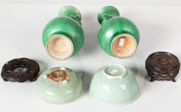 Pair of Chinese Vases & Two Bowls