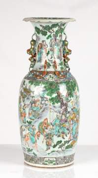 Monumental Chinese Famille Verte Baluster Vase