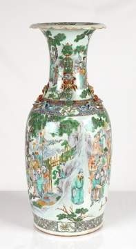Monumental Chinese Famille Verte Baluster Vase