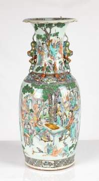 Monumental Chinese Famille Verte Baluster Vase