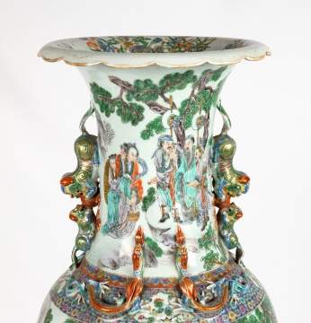 Monumental Chinese Famille Verte Baluster Vase