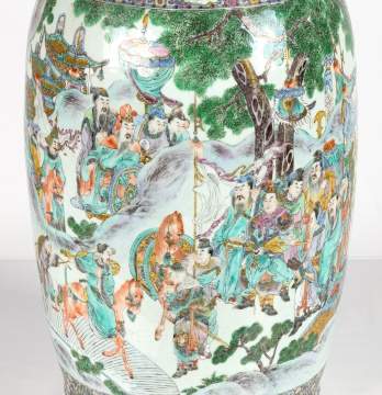 Monumental Chinese Famille Verte Baluster Vase