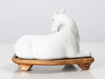 Chinese Porcelain Blanc de Chine Model of a Recumbent Horse