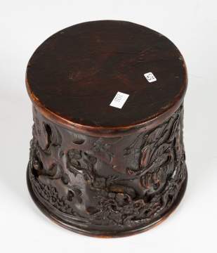 Chinese Carved Hardwood Brush Pot (Bitong)