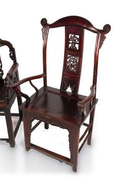Two Chinese Hardwood Armchairs