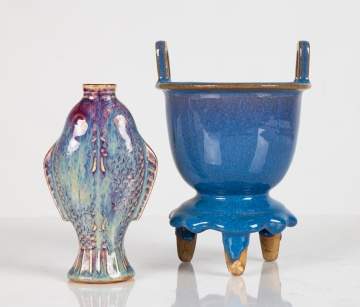 Two Chinese Flambe-Glazed Vessels
