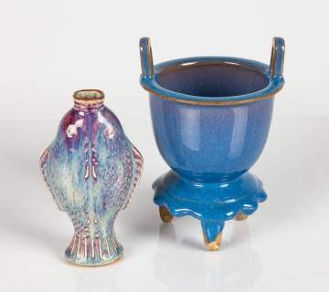 Two Chinese Flambe-Glazed Vessels