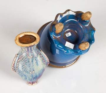 Two Chinese Flambe-Glazed Vessels
