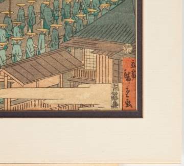 Three Japanese Woodblock Prints, Winter Landscape