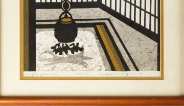 Four Japanese Woodblock Prints, Init. Toshi Yoshida