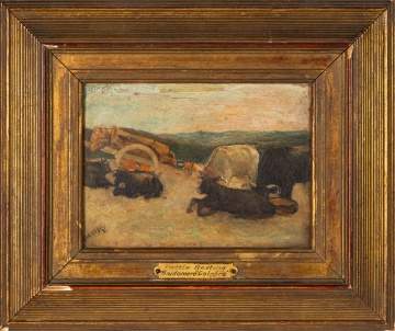 Baldomero Galofre Gimenez (Spanish, 1849-1902) Cattle Resting