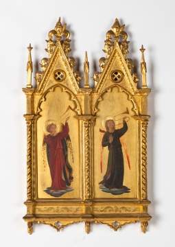 After Fra Angelico (Italian, 1387-1455) Pair of Florentine Giltwood Icons