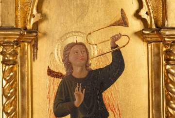 After Fra Angelico (Italian, 1387-1455) Pair of Florentine Giltwood Icons