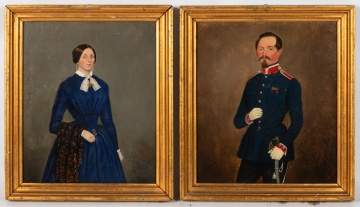 Pair of Portraits, Military Man & Woman