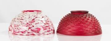 19th Century Cranberry & Hobnail Glass Shades