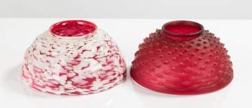 19th Century Cranberry & Hobnail Glass Shades