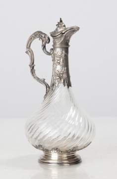 French Crystal & Sterling Silver Claret Jug