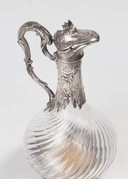 French Crystal & Sterling Silver Claret Jug