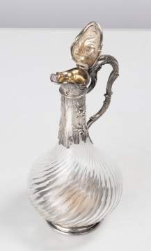 French Crystal & Sterling Silver Claret Jug