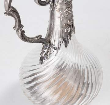 French Crystal & Sterling Silver Claret Jug