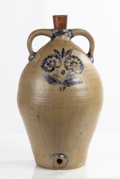 Large Incised and Cobalt-Decorated Stoneware Water Cooler