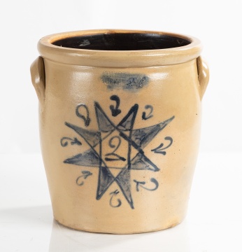 C.W. Braun, Buffalo, New York, Two-Gallon Stoneware Crock with Cobalt Star