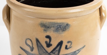 C.W. Braun, Buffalo, New York, Two-Gallon Stoneware Crock with Cobalt Star