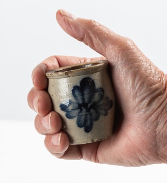 Miniature Cobalt-Decorated Stoneware Jar, Attributed to Cowden & Wilcox