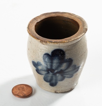 Miniature Cobalt-Decorated Stoneware Jar, Attributed to Cowden & Wilcox