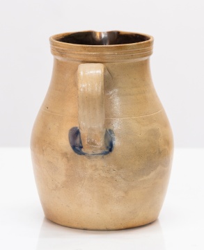 Rare One-Gallon Penn Yan Stoneware Pitcher with Cobalt Floral Decoration