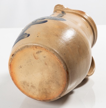 Rare One-Gallon Penn Yan Stoneware Pitcher with Cobalt Floral Decoration