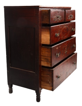 Soap Hollow Painted and Stenciled Chest of Drawers, Jacob Knagy, Dated 1864