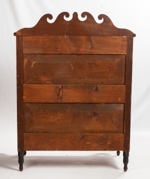 Soap Hollow Painted and Stenciled Cherry and Pine Tall Chest of Drawers, Dated 1874