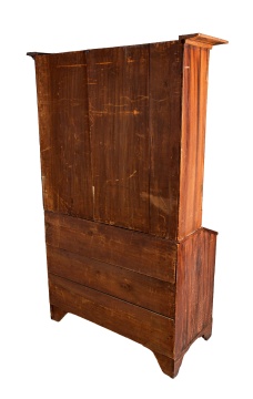 Rare Grain-Painted Secretary with Landscape-Painted Doors, New York or Vermont