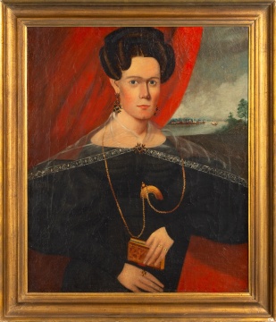 Attributed to Isaac Sheffield (American, 1798-1845) Portrait of a Woman with a Gold Necklace