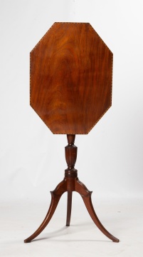 Federal Inlaid Cherry Octagonal Tilt-Top Candlestand, Attributed to Nathan Lombard, Sutton, Massachusetts