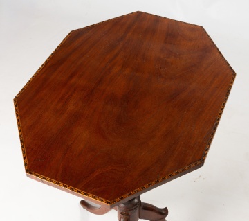 Federal Inlaid Cherry Octagonal Tilt-Top Candlestand, Attributed to Nathan Lombard, Sutton, Massachusetts
