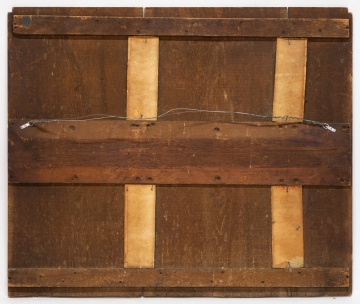 Painted and Stenciled Fireboard with Church, Hunter and Eagle, Gabriel Houston House, Sussex County, New Jersey, Circa 1831