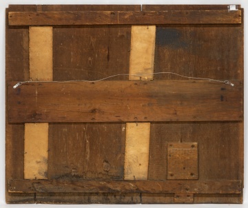 Painted and Stenciled Fireboard with Village, Exotic Animals and Indian Hunter, Gabriel Houston House, Sussex County, New Jersey, Circa 1831