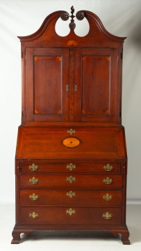 Connecticut Chippendale Inlaid Cherry Secretary, 1790-1810