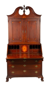 Connecticut Chippendale Inlaid Cherry Secretary, 1790-1810