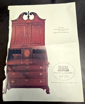 Connecticut Chippendale Inlaid Cherry Secretary, 1790-1810