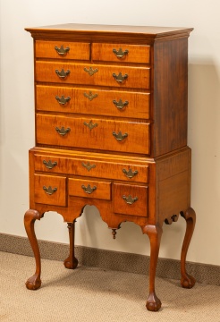 Bench-Made Chippendale-Style Tiger Maple Highboy