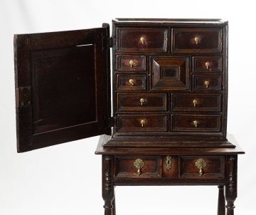 William and Mary Oak Cabinet on Stand